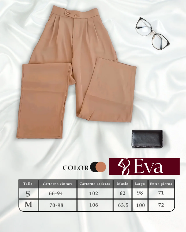 PALAZZO AUREO - Pantalón Sastre doble pliegue formal con elástico