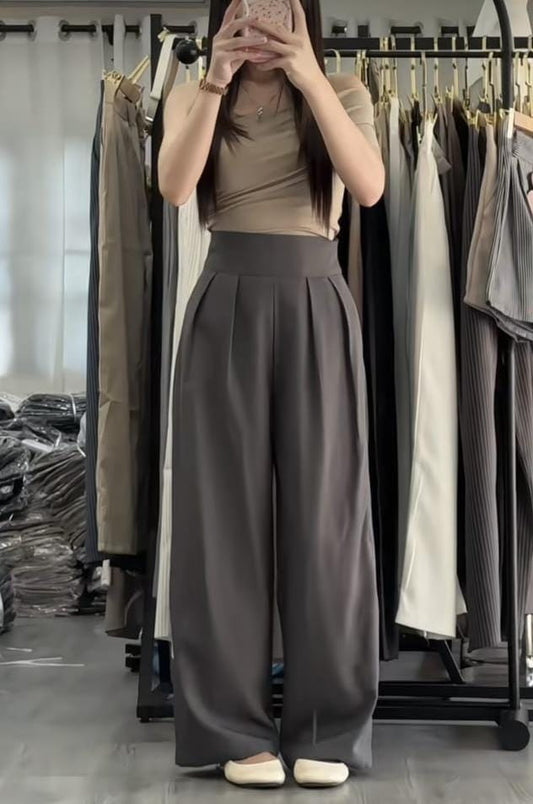 MILA PANT - Pantalón de tiro alto con pinzas frontales