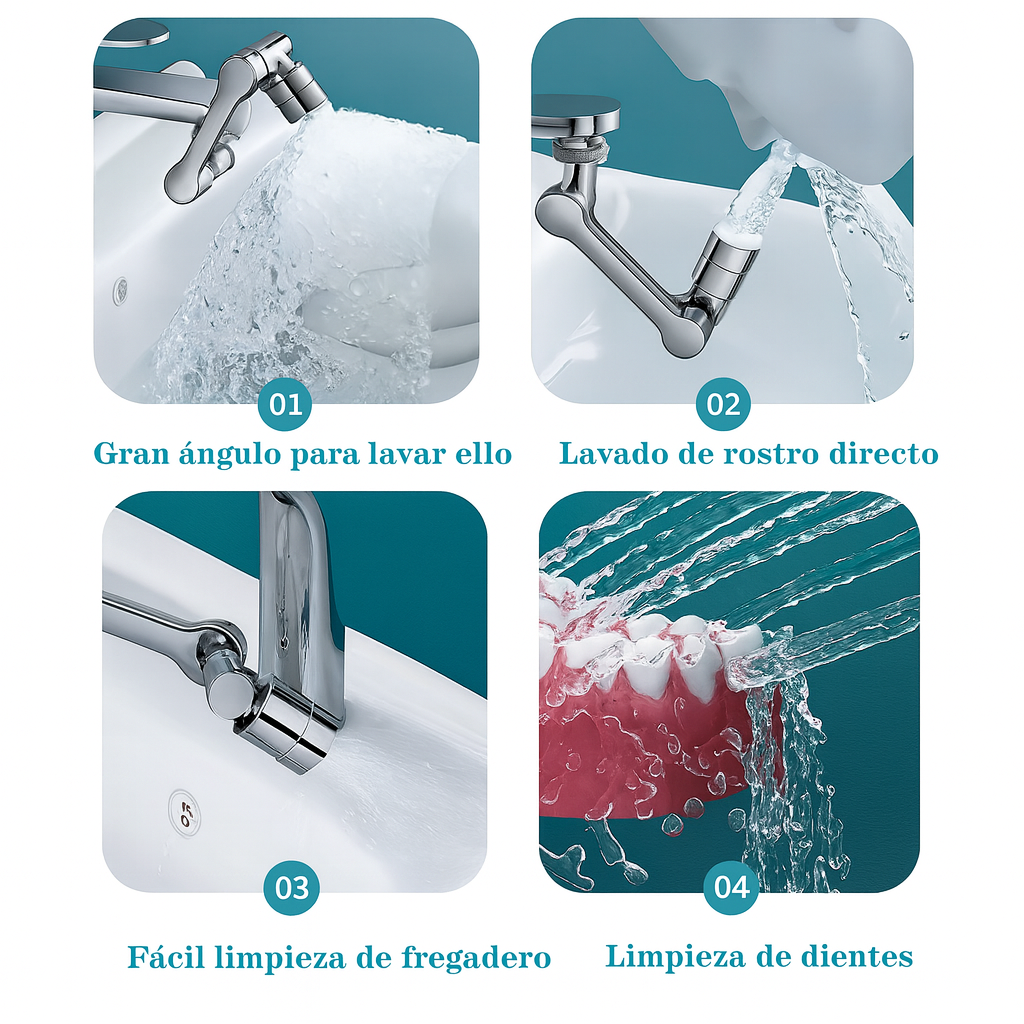AQUAFLEX - GRIFO GIRATORIO 1080° CON FILTRO PURIFICADOR DE AGUA