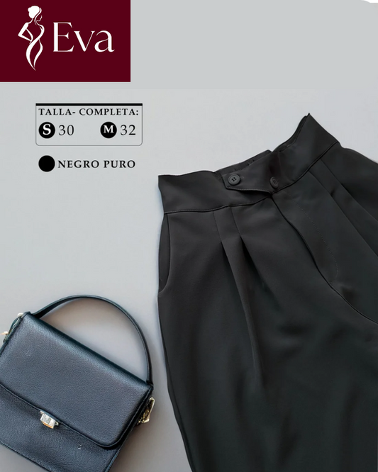 PALAZZO AUREO - Pantalón Sastre doble pliegue formal con elástico