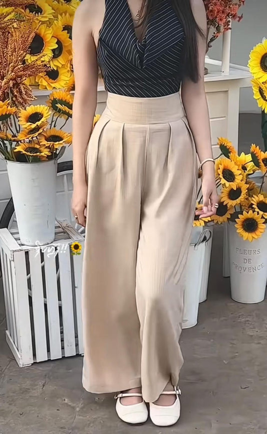 MILA PANT - Pantalón de tiro alto con pinzas frontales