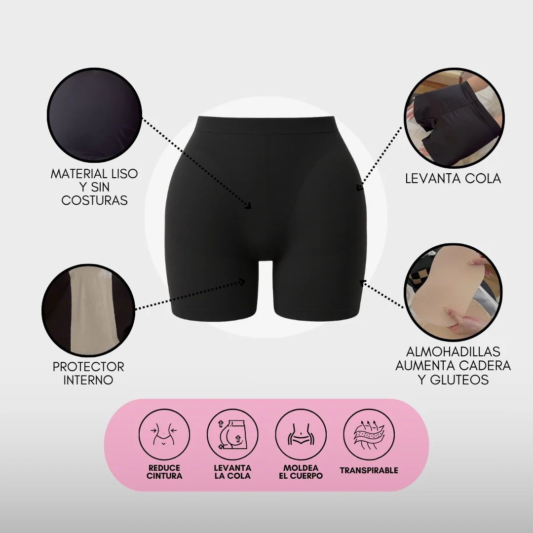 CURVEA GLAM – Short con relleno para glúteos y caderas, la silueta perfecta al instante.